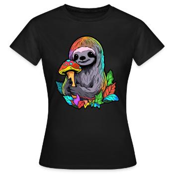Festival de musique électronique Trippy Sloth DJ - T-shirt Femme - noir - Devant - AI Model Female 172 dark (172cm)