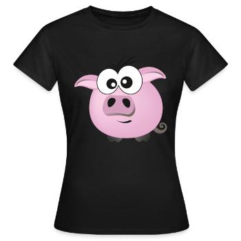 Schweinchen - Frauen T-Shirt - Schwarz - Vorne - AI Model Female 172 dark (172cm)