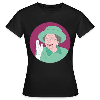 Retro Shirt Design der Queen Elisabeth II. - Frauen T-Shirt - Schwarz - Vorne - AI Model Female 172 dark (172cm)