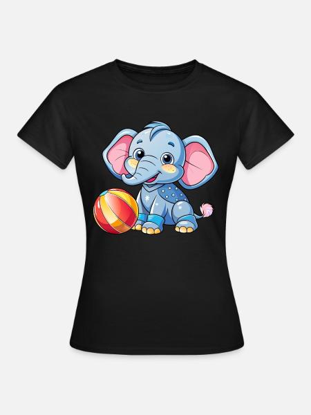Spielender Babyelefant - Frauen T-Shirt - Schwarz