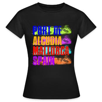 Port De Alcudia Spanien Balearen Mallorca Urlaub - Frauen T-Shirt - Schwarz - Vorne - AI Model Female 172 dark (172cm)