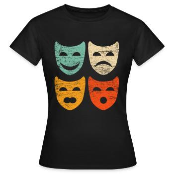 Theater mask retro - Women's T-Shirt - black - Front - AI Model Female 172 dark (172cm)