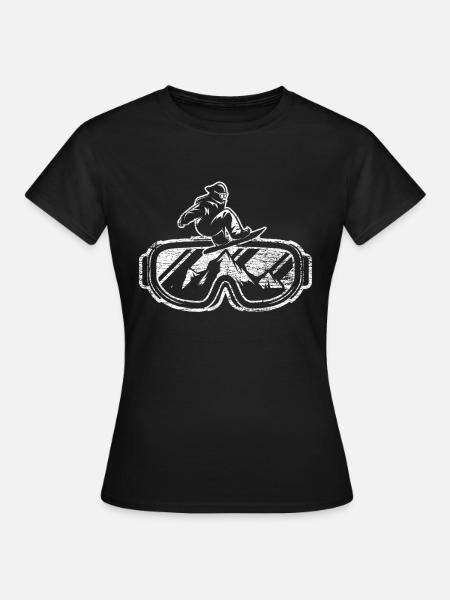 Snowboard Berge Sport - Frauen T-Shirt - Schwarz