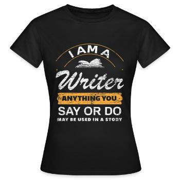 author - Women's T-Shirt - black - Front - AI Model Female 172 dark (172cm)