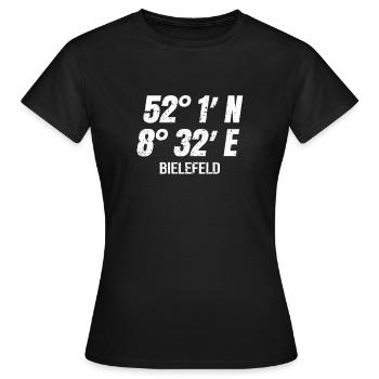 Koordinaten Bielefeld Stadt OWL Bielefeld Sprüche - Frauen T-Shirt - Schwarz - Vorne - AI Model Female 172 dark (172cm)