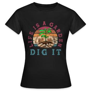 Vie jardin jardin jardin jardin - T-shirt Femme - noir - Devant - AI Model Female 172 dark (172cm)