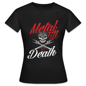 Metal Musik Musiker Totenkopf - Frauen T-Shirt - Schwarz - Vorne - AI Model Female 172 dark (172cm)