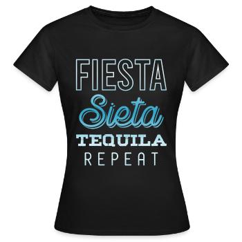 fiesta sieta tequila repeat - Frauen T-Shirt - Schwarz - Vorne - AI Model Female 172 dark (172cm)