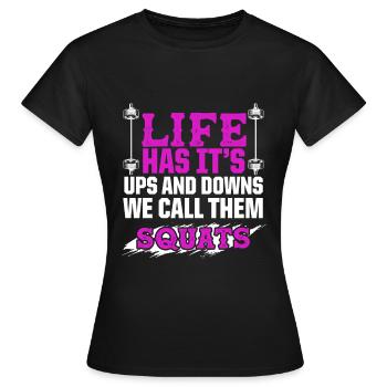 squats fitness - Frauen T-Shirt - Schwarz - Vorne - AI Model Female 172 dark (172cm)