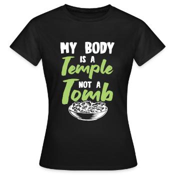körper tempel vegan - Frauen T-Shirt - Schwarz - Vorne - AI Model Female 172 dark (172cm)