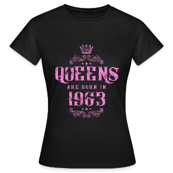 born in 1963 - Women's T-Shirt - black - Front - AI Model Female 172 dark (172cm)