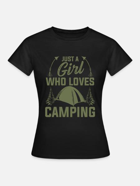 mädchen liebt camping - Frauen T-Shirt - Schwarz