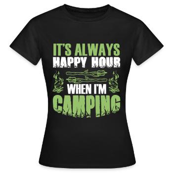 happy hour camping - Women's T-Shirt - black - Front - AI Model Female 172 dark (172cm)