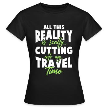 devise de voyage de voyage - T-shirt Femme - noir - Devant - AI Model Female 172 dark (172cm)