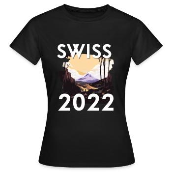 Swiss 2022 - Frauen T-Shirt - Schwarz - Vorne - AI Model Female 172 dark (172cm)