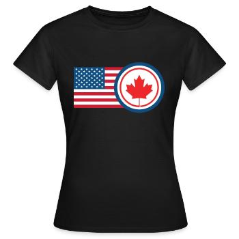 Kanada USA Fahne Herkunft - Frauen T-Shirt - Schwarz - Vorne - AI Model Female 172 dark (172cm)