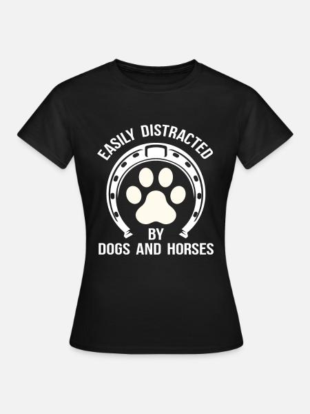 Hunde Pferde Liebhaberin Geschenk - Frauen T-Shirt - Schwarz