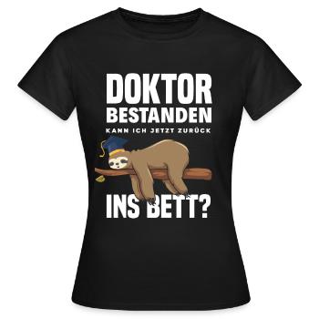 Doktortitel Faultier Müde Geschenk - Frauen T-Shirt - Schwarz - Vorne - AI Model Female 172 dark (172cm)