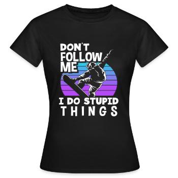 Snowboard Wintersport Berge Winterurlaub - Frauen T-Shirt - Schwarz - Vorne - AI Model Female 172 dark (172cm)
