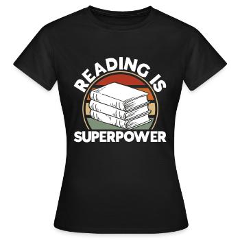 Livre de lecture livre livre cadeau lecture de livres - T-shirt Femme - noir - Devant - AI Model Female 172 dark (172cm)