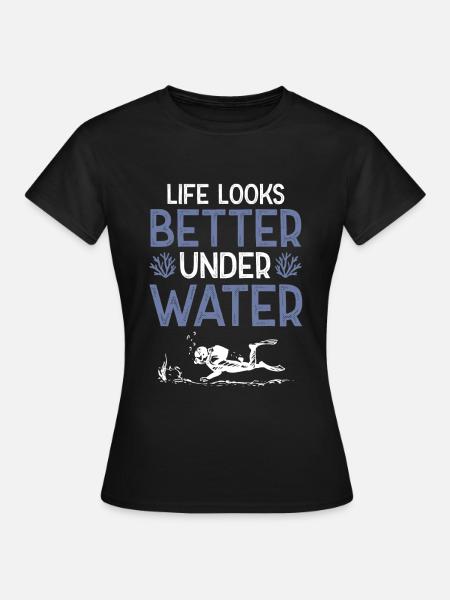 tauchen unter wasser - Frauen T-Shirt - Schwarz