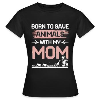 Maman militante des droits des animaux - T-shirt Femme - noir - Devant - AI Model Female 172 dark (172cm)