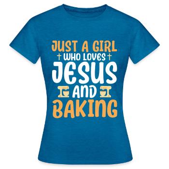 Bread Baking Gift Bakery Quote Baker - Women's T-Shirt - antique blue sapphire heather - Front - AI Model Female 172 dark (172cm)