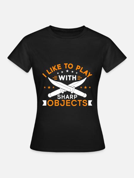 Messerwurfscheibe Geschenk Messerwerfer - Frauen T-Shirt - Schwarz