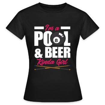Billard Fille Femme Bière Hobby - T-shirt Femme - noir - Devant - AI Model Female 172 dark (172cm)