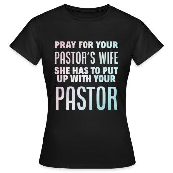 Pasteur Pasteur Prédication Chrétien priant - T-shirt Femme - noir - Devant - AI Model Female 172 dark (172cm)