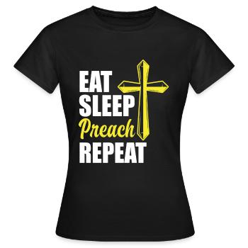 Pasteur Pasteur Alimentation Sommeil Prédication - T-shirt Femme - noir - Devant - AI Model Female 172 dark (172cm)