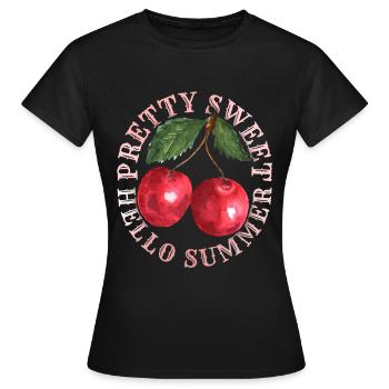 Cerise, cerise-fruit cerise-cerise Dicton d’été - T-shirt Femme - noir - Devant - AI Model Female 172 dark (172cm)