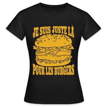 Humour Burger Bouffe - T-shirt Femme - noir - Devant - AI Model Female 172 dark (172cm)