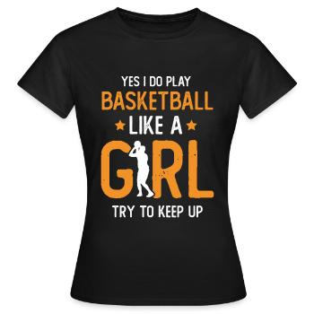 Basketball féminin - T-shirt Femme - noir - Devant - AI Model Female 172 dark (172cm)