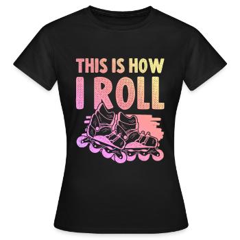 Patineur en ligne - T-shirt Femme - noir - Devant - AI Model Female 172 dark (172cm)
