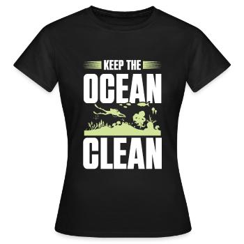 Clean Ocean Environmental Protection - Women's T-Shirt - black - Front - AI Model Female 172 dark (172cm)