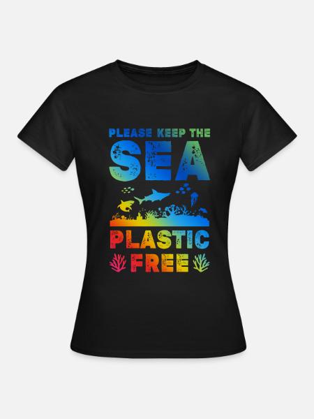 plastik save the ocean - Frauen T-Shirt - Schwarz