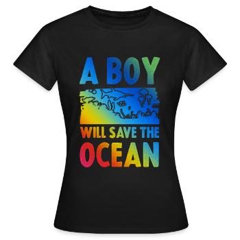 Océan Sauvez l’océan - T-shirt Femme - noir - Devant - AI Model Female 172 dark (172cm)