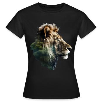 Löwe - Frauen T-Shirt - Schwarz - Vorne - AI Model Female 172 dark (172cm)