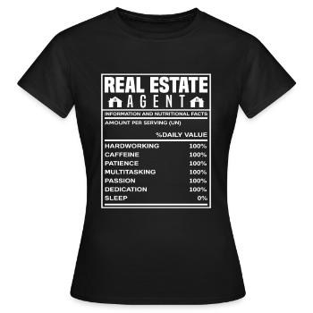 Immobilienmakler Informationen Geschenkidee - Frauen T-Shirt - Schwarz - Vorne - AI Model Female 172 dark (172cm)