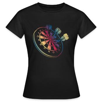 Retro Dartscheibe Dart Dartspieler - Frauen T-Shirt - Schwarz - Vorne - AI Model Female 172 dark (172cm)