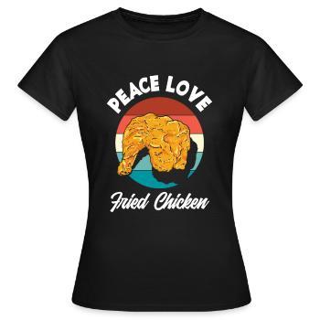 Poulet frit Peace Love - T-shirt Femme - noir - Devant - AI Model Female 172 dark (172cm)