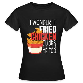Poulet frit cadeau dicton - T-shirt Femme - noir - Devant - AI Model Female 172 dark (172cm)