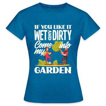 Gartenarbeit Wortspiel - Frauen T-Shirt - Antikblaues Saphir meliert - Vorne - AI Model Female 172 dark (172cm)