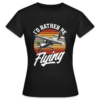 Retro Piloten Flugschüler Fliegen - Frauen T-Shirt - Schwarz - Vorne - AI Model Female 172 dark (172cm)