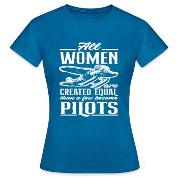Pilotin Frau Beruf Pilot - Frauen T-Shirt - Antikblaues Saphir meliert - Vorne - AI Model Female 172 dark (172cm)