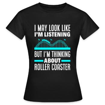 Roller Coaster Parc d’attractions de montagnes russes en bois - T-shirt Femme - noir - Devant - AI Model Female 172 dark (172cm)