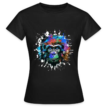 Portrait De Tête De Singe Coloré - T-shirt Femme - noir - Devant - AI Model Female 172 dark (172cm)