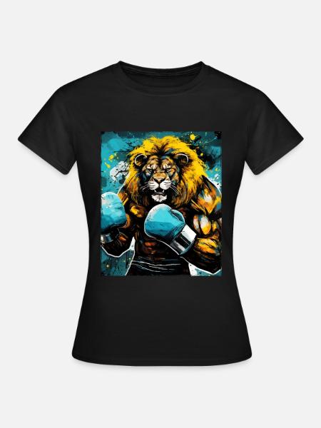 Löwe Boxer Kämpfer - Frauen T-Shirt - Schwarz