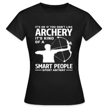 Bogen Bogenschießen Hobby Sport - Frauen T-Shirt - Schwarz - Vorne - AI Model Female 172 dark (172cm)